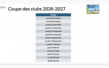 Planning de la Coupe des clubs 2026-2027